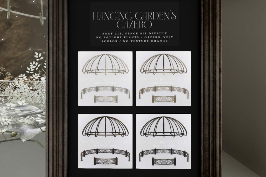 Hanging Garden&#039;s Gazebo, L$388 each/L$999 FP