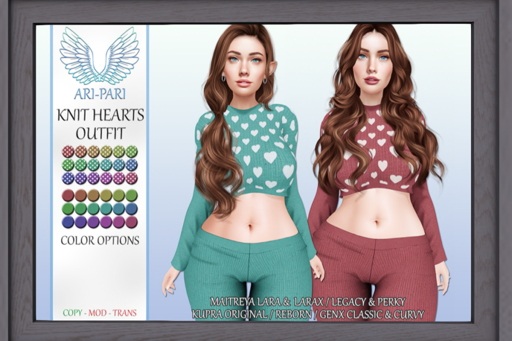 Knit Hearts Outfit - GenX/Inithium/Legacy/Maitreya/Reborn/+mods, L$100