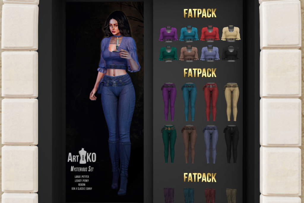 Mysterious Top, Pants and Boots - GenX/Legacy/MaitreyaX/Reborn/+mods, L$199 each/L$1000 each FP