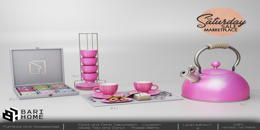 Pink Metal Colors Tea Set