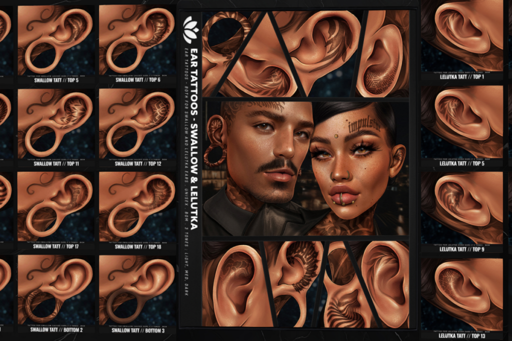 Ear Tattoos - Lelutka Ears/Swallow Ears, L$145 each