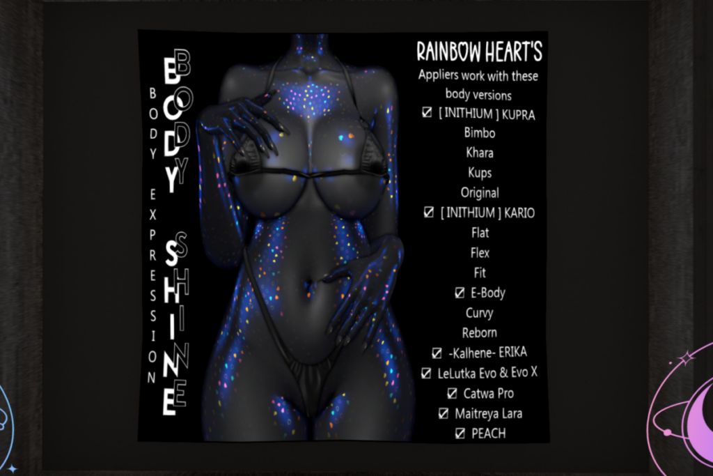 Rainbow Hearts - Catwa/Evo/EvoX/Erika.InithiumF+M/Maitreya/Peach/Reborn, L$300 each/L$800 FP