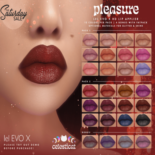 Pleasure Lipstick - EvoX	&lt;a href=&quot;http://maps.secondlife.com/secondlife/Surreal%20Pink/157/113/3602&quot;&gt;Teleport&lt;/a&gt;