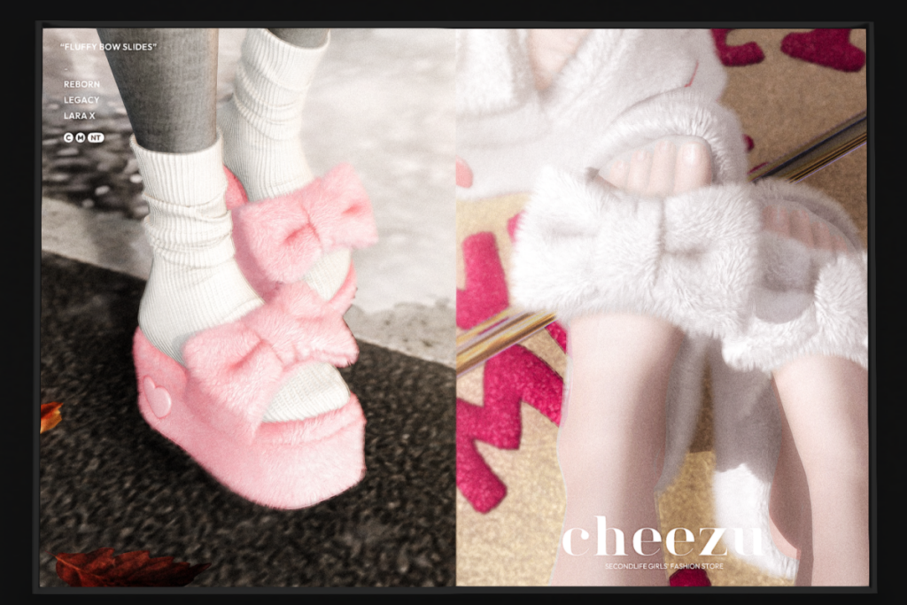 Fluffy Bow Slides - Legacy/MaitreyaX/Reborn, L$399