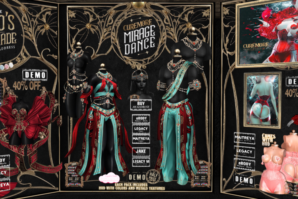 Mirage Dance - Jake/Legacy F+M/Maitreya/Reborn/+mods, L$499 each | Mirage Dance Headdress, L$150