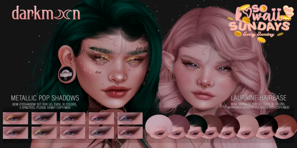 Metallic Pop Shadows &amp; Lauraine Hairbase - EvoX	&lt;a href=&quot;http://maps.secondlife.com/secondlife/Cherish/88/64/501&quot;&gt;Teleport&lt;/a&gt;