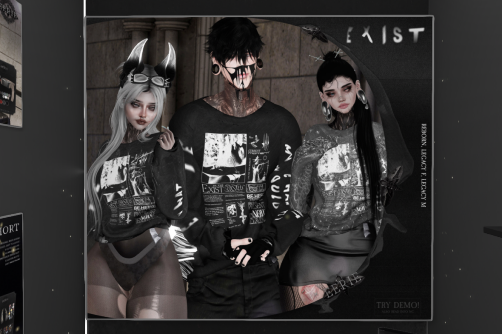 Exist Sweatshirt - Legacy F+M/Reborn, L$299 each/L$1200 FP