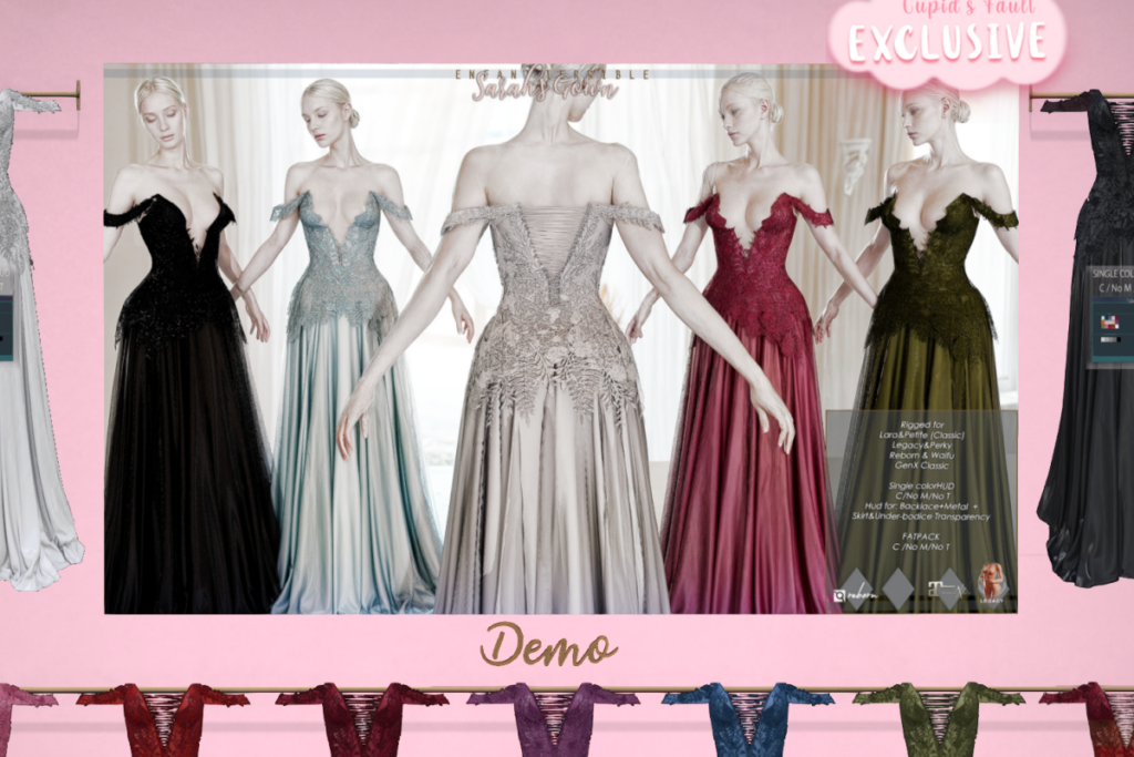 Sarah&#039;s Gown - GenX Classic/Legacy/Maitreya/Reborn/+mods, L$365 each/L$2222 FP