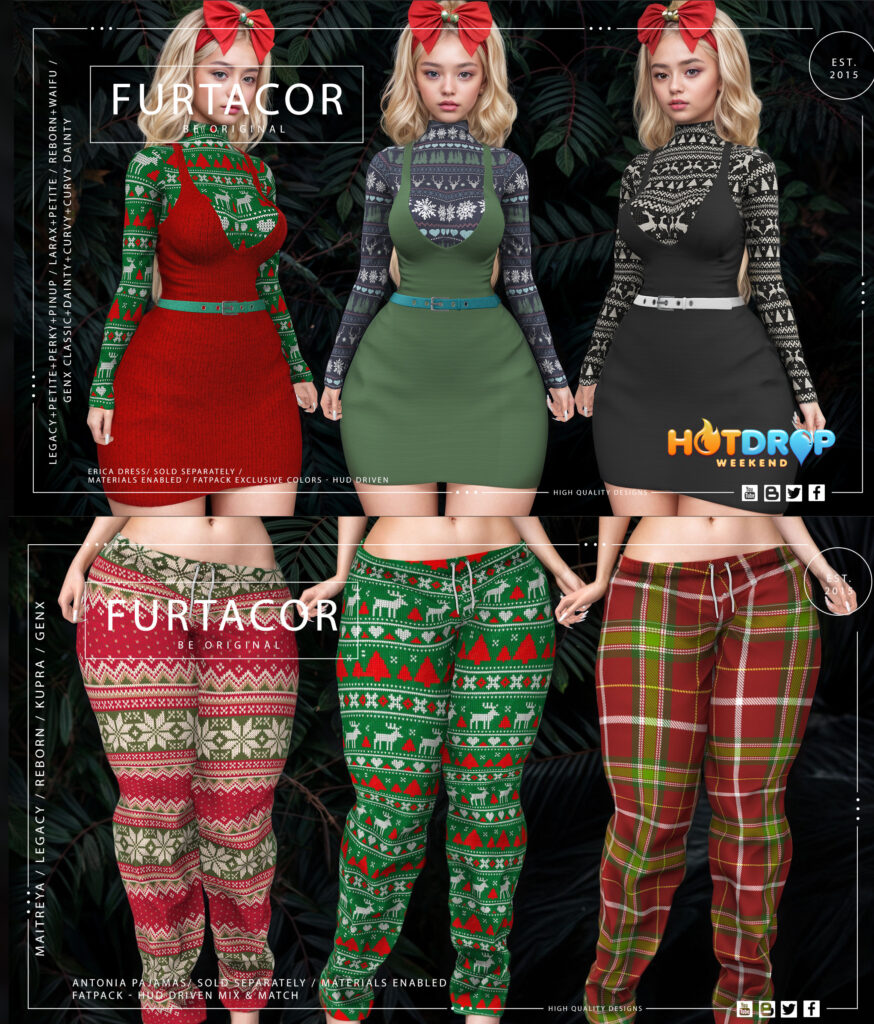 Erica Dress - GenX/Legacy/Maitreya/Reborn/+mods | Antonia Pajamas - GenX/Inithium/Legacy/Maitreya/Reborn