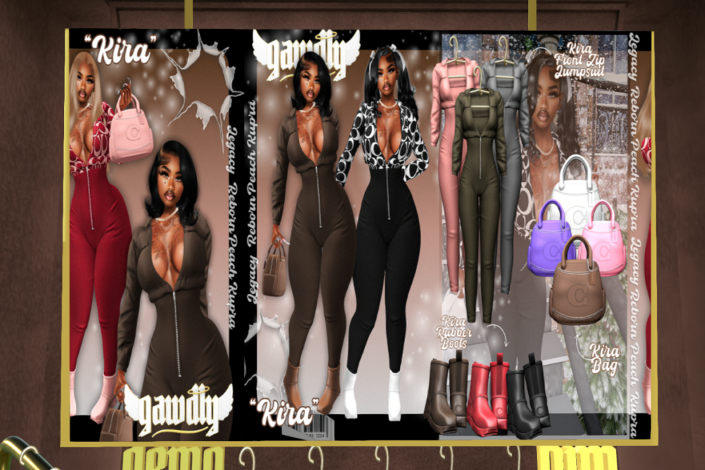 Kira Jumpsuit, Boots &amp; Bag - Inithium/Legacy/Peach/Reborn, L$200-L$350 each/L$1500 FP