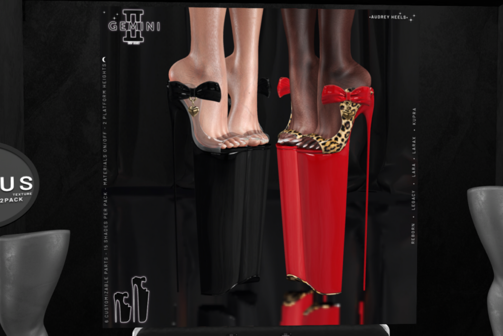 Audrey Heels - Inithium/Legacy/Maitreya/Reborn/+mods, L$399 each/L$699 FP