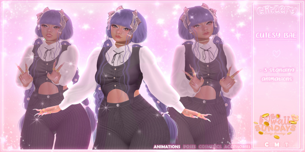 Cutesy Bae Animations	&lt;a href=&quot;http://maps.secondlife.com/secondlife/Emotion/152/223/331&quot;&gt;Teleport&lt;/a&gt;