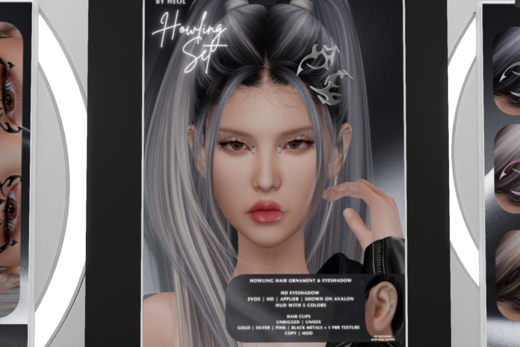 Howling Hair Ornament &amp; Eyeshadow Set - EvoX, L$129 each/L$249 FP