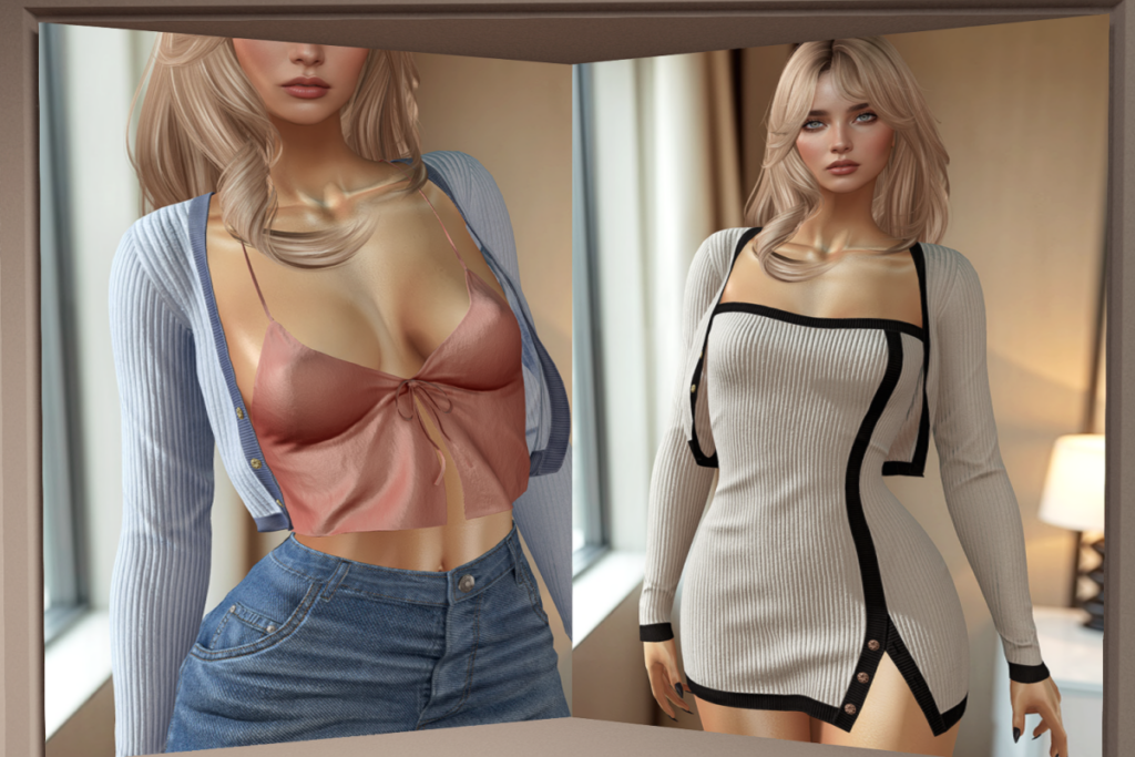 Tanee Tank Top, Avaline Contrast Cardigan, Zoe Demin Jeans and Leona Lace Top - Legacy/MaitreyaX/Reborn/+mods, L$325-L$345 each/L$1195-L$1295 each FPTanee Tank Top, Avaline Contrast Cardigan, Zoe Demin Jeans and Leona Lace Top - Legacy/MaitreyaX/Reborn/+mods, L$325-L$345 each/L$1195-L$1295 each FP