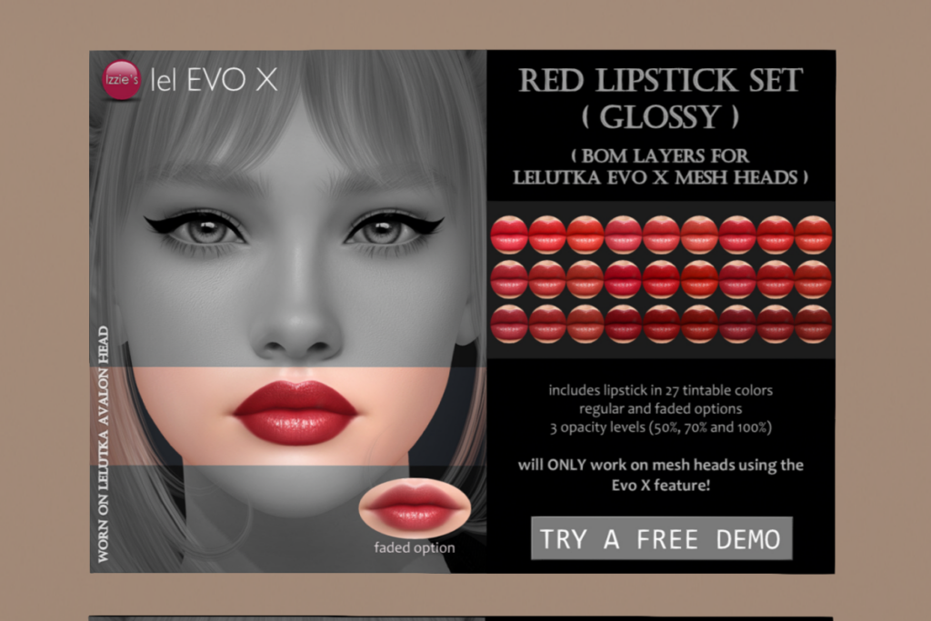 Red Lipstick Set Glossy - Evo X, L$199