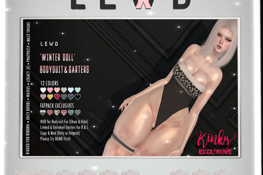 Winter Doll Bodysuit &amp; Garters - Legacy/Reborn/+mods, L$149-L$299 each/L$599-L$1299 each FP