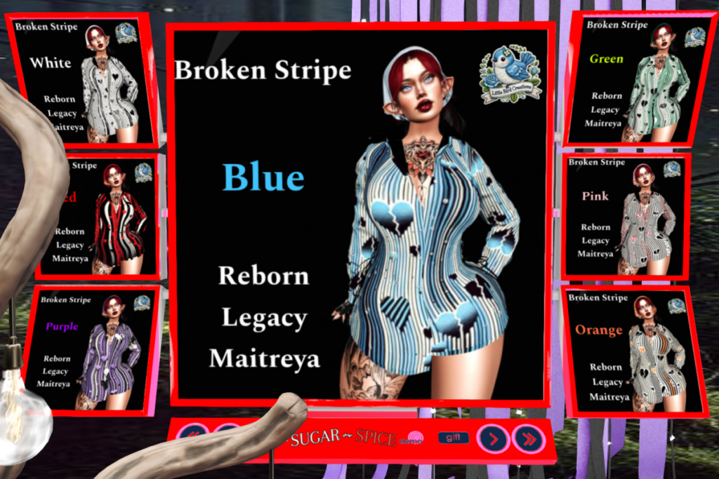 Broken Stripe Dress - Legacy/Maitreya/Reborn, L$200 each