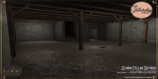 Storm Cellar Skybox	&lt;a href=&quot;http://maps.secondlife.com/secondlife/Lore/198/77/954&quot;&gt;Teleport&lt;/a&gt;