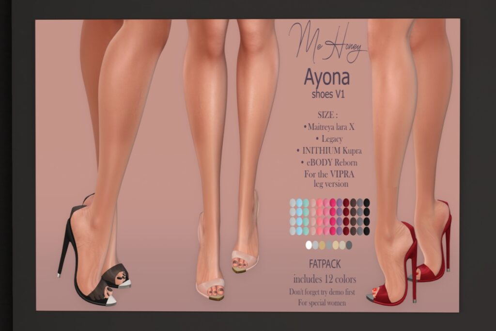 Ayona Shoes V1 - Inithium/Legacy/MaitreyaX/Reborn, L$850