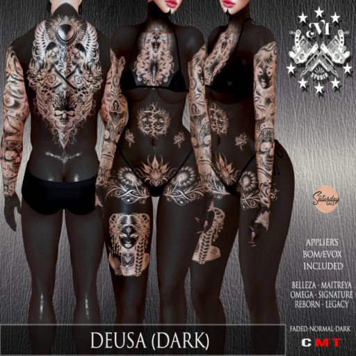 Deusa Dark Tattoo - BOM/EvoX/BellezaOG/Legacy/Maitreya/Omega/Reborn/Signature	&lt;a href=&quot;http://maps.secondlife.com/secondlife/Famous/103/219/22&quot;&gt;Teleport&lt;/a&gt;