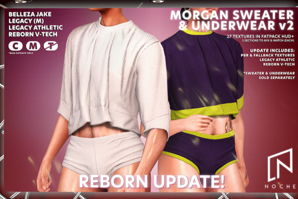 Morgan Sweater &amp; Underwear V2 - Jake/Legacy/Reborn V-Tech/+mods, L$25 each/L$1299 each FP