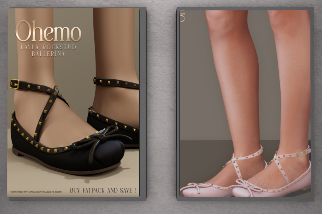 Layla Rockstud Ballerina Shoes - Legacy/Maitreya/Reborn/+mods, L$299 each/L$999 FP