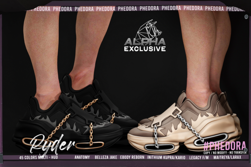 Ryder Sneakers - Anatomy/Inithium F+M/Jake/Legacy F+M/Maitreya/Reborn/+mods, L$499