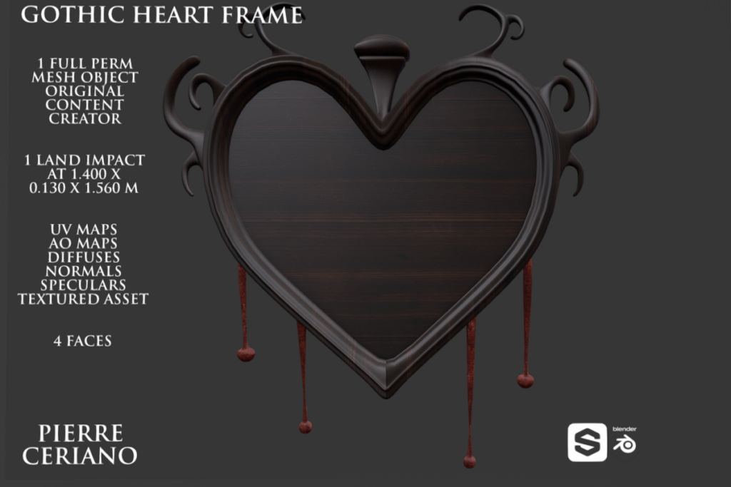 Gothic Heart Frame, L$149