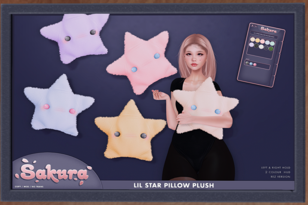 Lil Star Pillow Plush Holdable and Decor, L$229 each/L$599 FP