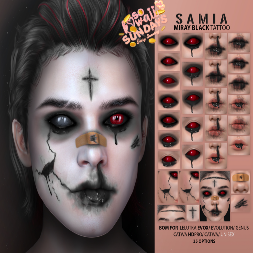 Miray Black Tattoo - Catwa HDPro/CatwaX/Evo/EvoX/Genus	&lt;a href=&quot;http://maps.secondlife.com/secondlife/District%20Blue/214/105/3006&quot;&gt;Teleport&lt;/a&gt;