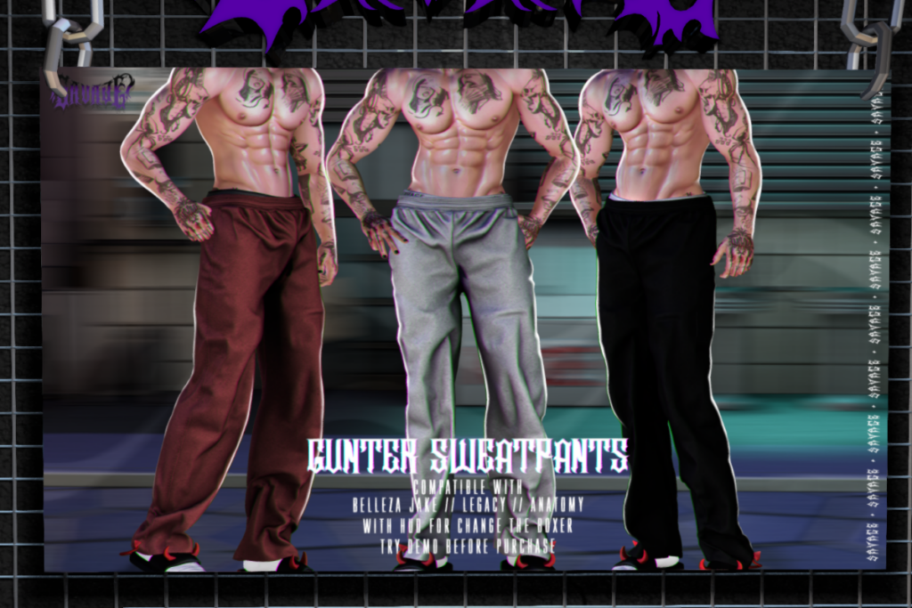 Gunter Sweatpants - Anatomy/Jake/Legacy, L$250 each/L$899 FP