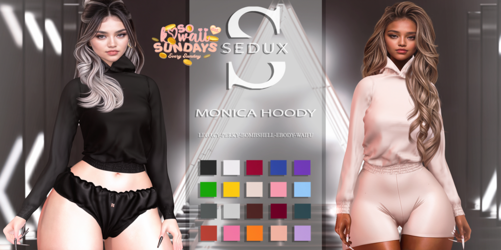 Monica Hoody Top - Legacy/Reborn/+mods	&lt;a href=&quot;http://maps.secondlife.com/secondlife/Crystal%20Isle/129/210/25&quot;&gt;Teleport&lt;/a&gt;