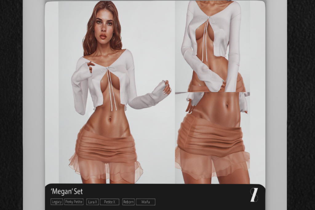 Megan Bebe Cardigan and Skirt - Legacy/MaitreyaX/Reborn/+mods, L$198-L$475 each/L$875 each FP/L$1475 MP