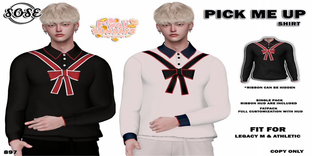 Pick Me Up Shirt - Legacy/+mods	&lt;a href=&quot;http://maps.secondlife.com/secondlife/Crystal%20Valley/80/123/2101&quot;&gt;Teleport&lt;/a&gt;