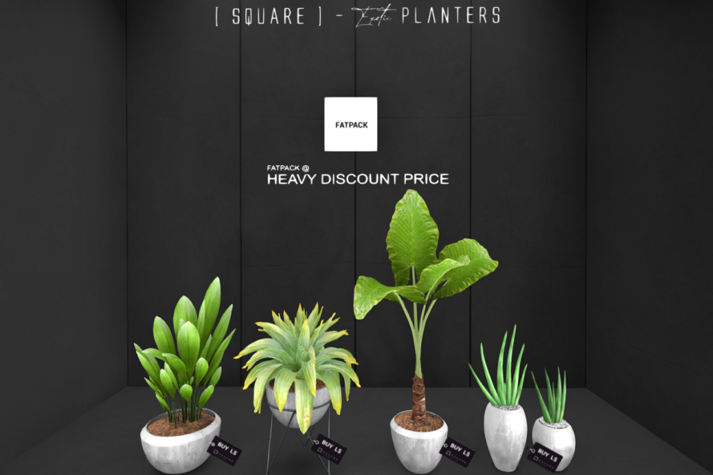 Exotic Planters, L$150-L$199 each/L$499 FP