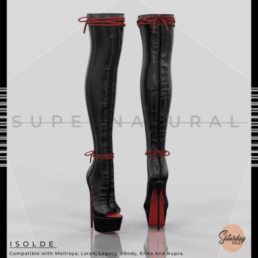 Isolde Boots - Erika/Inithium/Legacy/Maitreya/Reborn/+mods	&lt;a href=&quot;http://maps.secondlife.com/secondlife/Supernatural/123/132/21&quot;&gt;Teleport&lt;/a&gt;