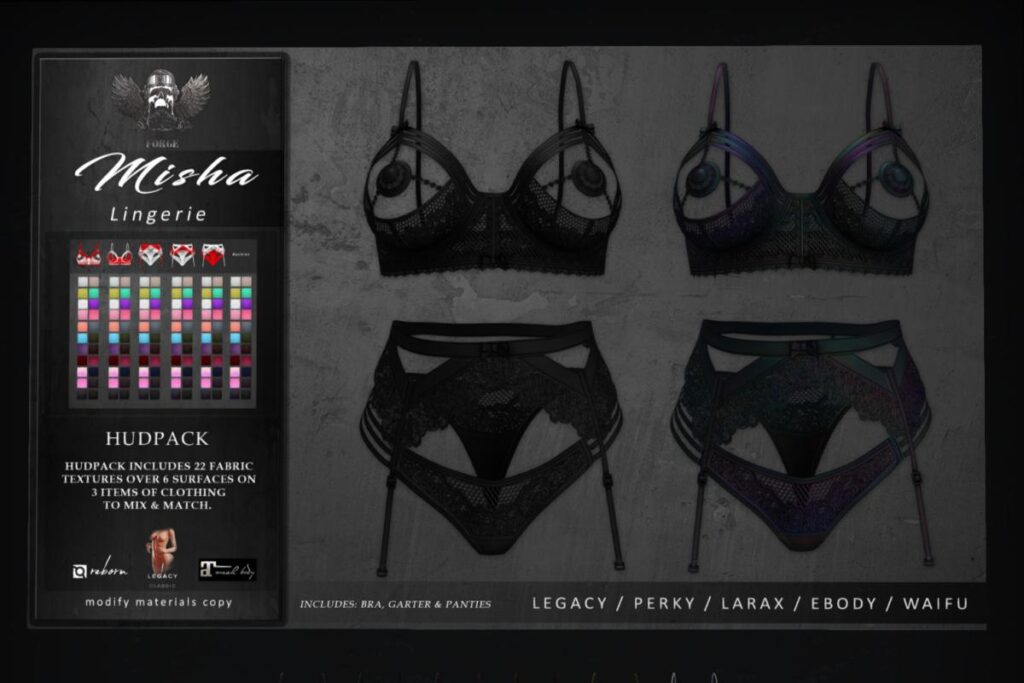 Misha Lingerie - Legacy/MaitreyaX/Reborn/+mods, L$289 each/L$1400 FP