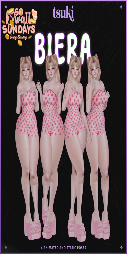 Biera Poses	&lt;a href=&quot;https://maps.secondlife.com/secondlife/Dream%20Lake/120/142/26&quot;&gt;Teleport&lt;/a&gt;