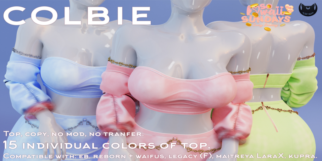 Colbie Top - Inithium/Legacy/MaitreyaX/Reborn/+mods	&lt;a href=&quot;http://maps.secondlife.com/secondlife/Magic%20Sky/194/94/2022&quot;&gt;Teleport&lt;/a&gt;