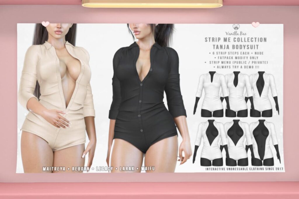 Strip Me Collection Tanja Bodysuit - Legacy/Maitreya/Reborn/+mods, L$500 each/L$999 FP