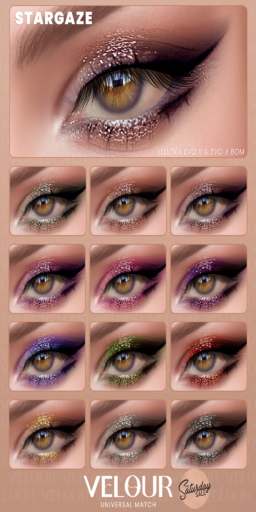 Stargaze Eyeshadow - EvoX	&lt;a href=&quot;https://maps.secondlife.com/secondlife/VELOUR/88/118/42&quot;&gt;Teleport&lt;/a&gt;