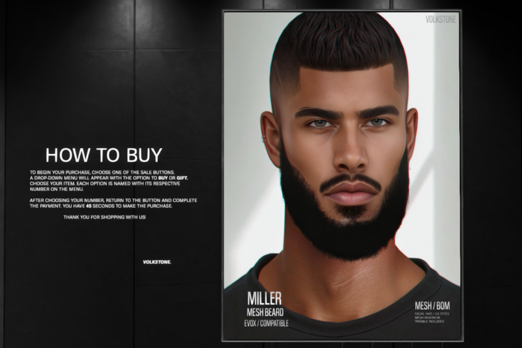 Miller Beard, Hairbase and Brows - EvoX, L$299 each/L$590 FP