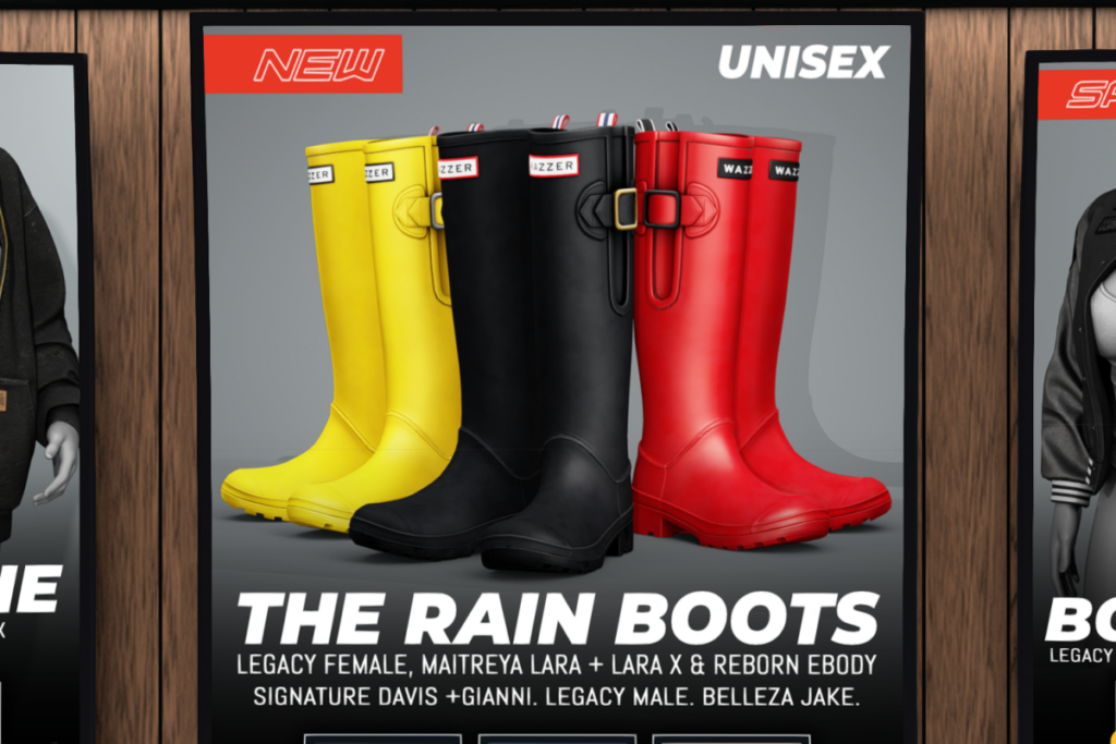 The Rain Boots - Legacy/Maitreya/Reborn/+mods, L$350 each/L$1899 FP