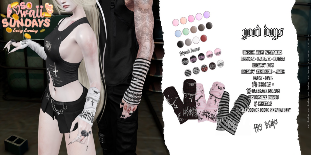 Good Days Arm Warmers - Jake/Inithium/Legacy M+F/MaitreyaX/Reborn/+mods	&lt;a href=&quot;https://maps.secondlife.com/secondlife/ANGELICA/210/133/3201&quot;&gt;Teleport&lt;/a&gt;