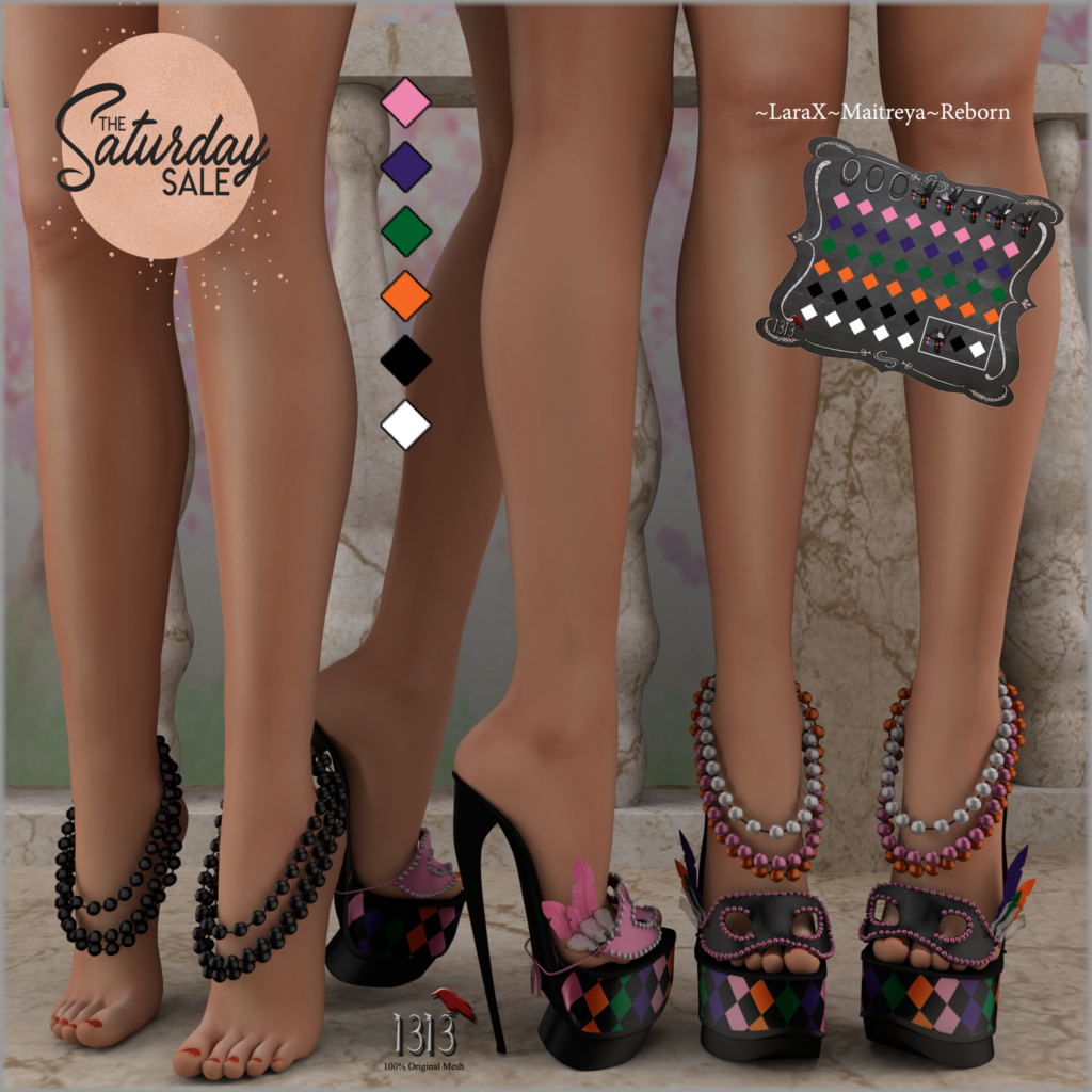 Masquerade Stilettos - Maitreya/Reborn/+mods	&lt;a href=&quot;http://maps.secondlife.com/secondlife/Leather%20and%20Lace/227/95/2201&quot;&gt;Teleport&lt;/a&gt;