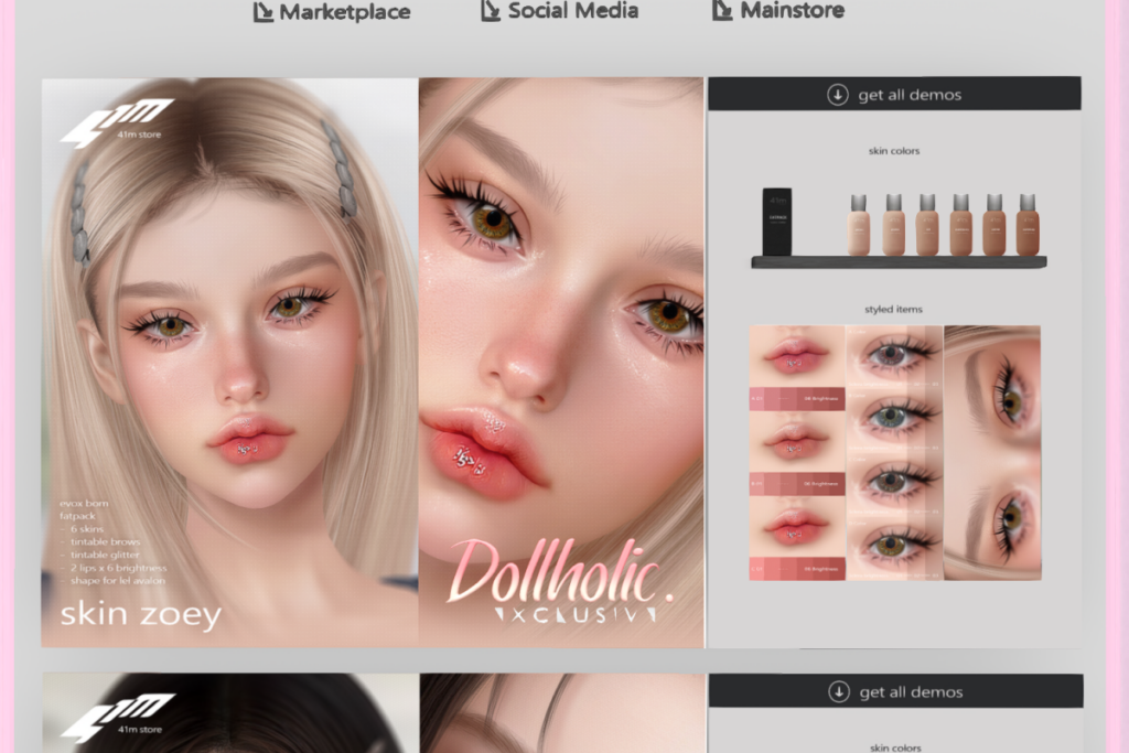 Zoey Skin - Evo X, L$799 each/L$2599 FP | Zoey Makeup &amp; Brows - Evo X, L$199-L$299