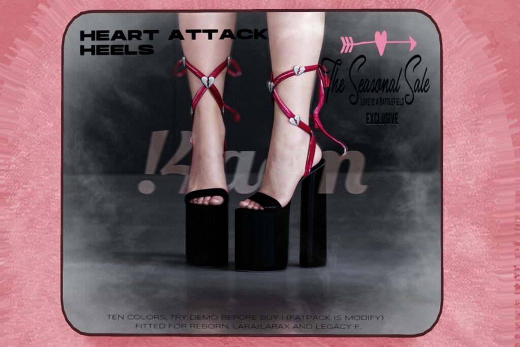 Heart Attack Heels - Legacy/Maitreya/Reborn/+mods, L$250 each/L$650 FP