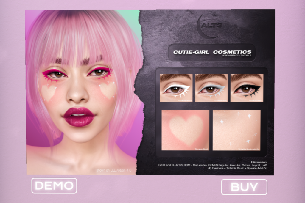 Cutie Girl Liner - EvoX/Genus	&lt;a href=&quot;http://maps.secondlife.com/secondlife/The%20Fifty%20Two/62/124/21&quot; target=&quot;_blank&quot;&gt;Teleport&lt;/a&gt;