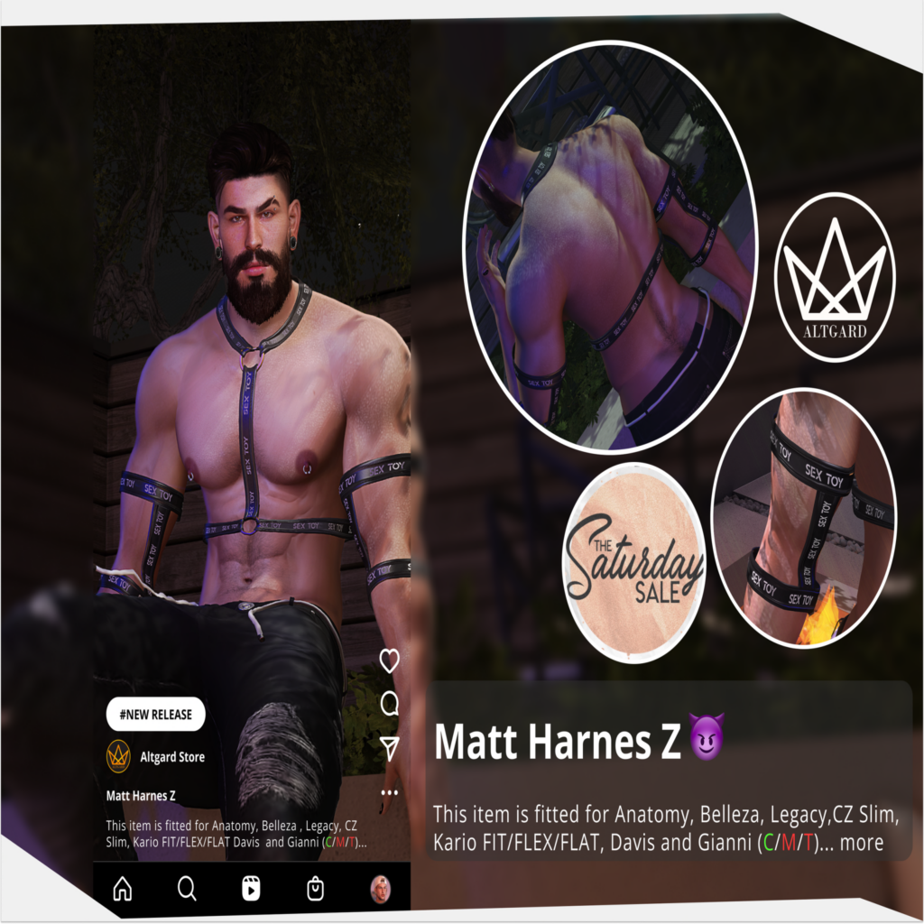 Matt Harness Z - Anatomy/CZ Slim/Davis/Gianni/Jake/Kario/Legacy	&lt;a href=&quot;http://maps.secondlife.com/secondlife/Gladstone%20Cove/92/189/1040&quot;&gt;Teleport&lt;/a&gt;