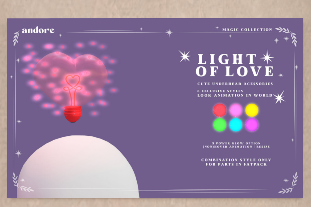 Light of Love Accessory, L$249 each/L$896 FP